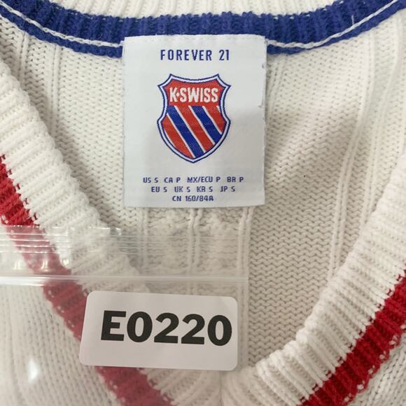 K Swiss x Forever 21 S Collaboration Cable Knit Tennis V Neck Sweater 90s - Picture 4 of 8